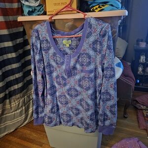 Vera Bradley Purple and Red Patterned Blouse
